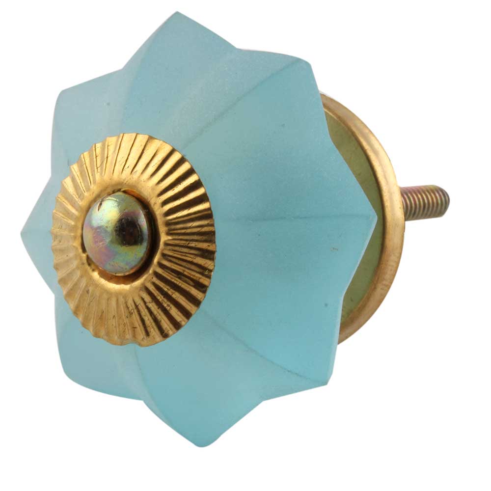 Turquoise Frosted Melon Glass Knobs